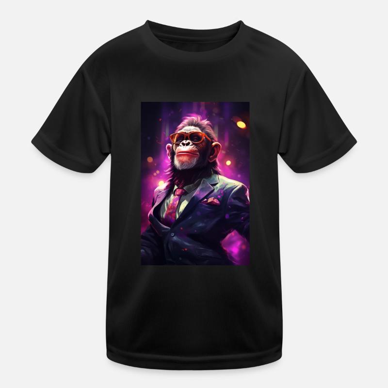 Funky Party Affe mit Partybrille Artwork Kinder Funktions-T-Shirt