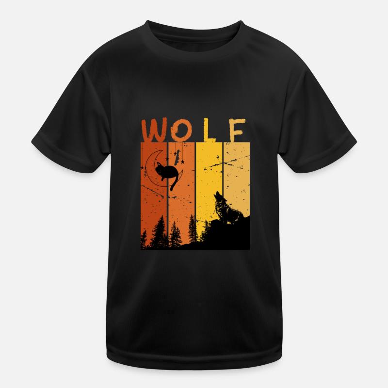 Retro Wolf - Kids Functional T-Shirt - black