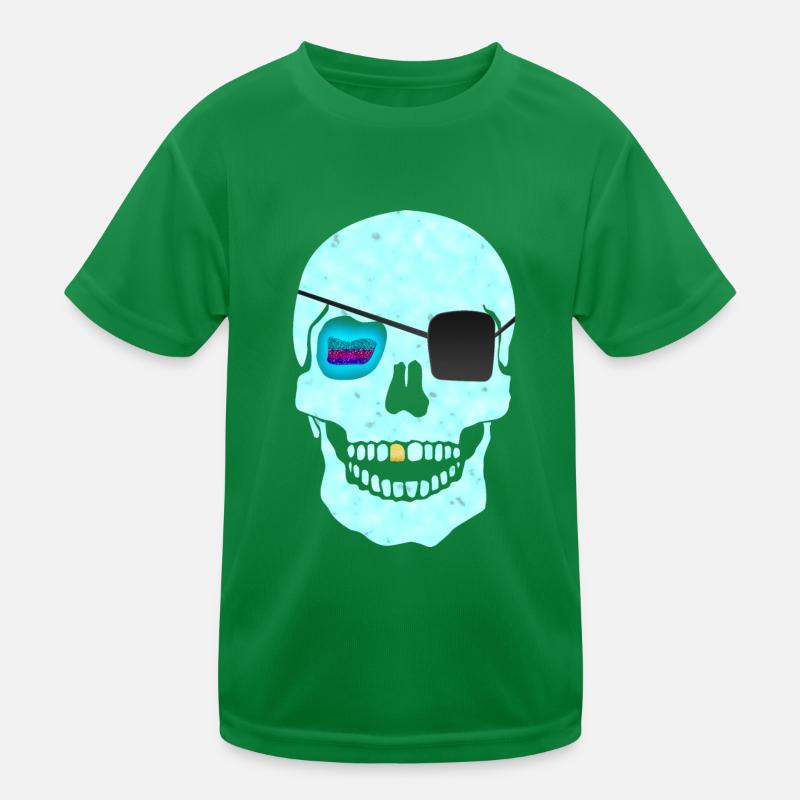 One Eye & Golden Tooth Skull Kids Functional T-Shirt