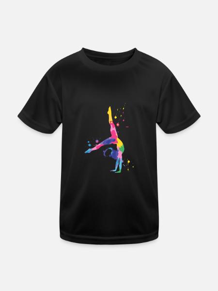Gymnastik Bunt und Kraftvoll - Kinder Funktions-T-Shirt - Schwarz