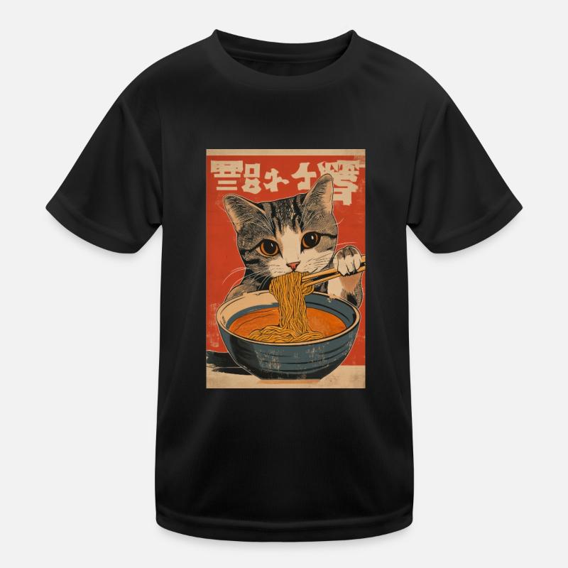 Tabby Cat Loves Ramen Kids Functional T-Shirt