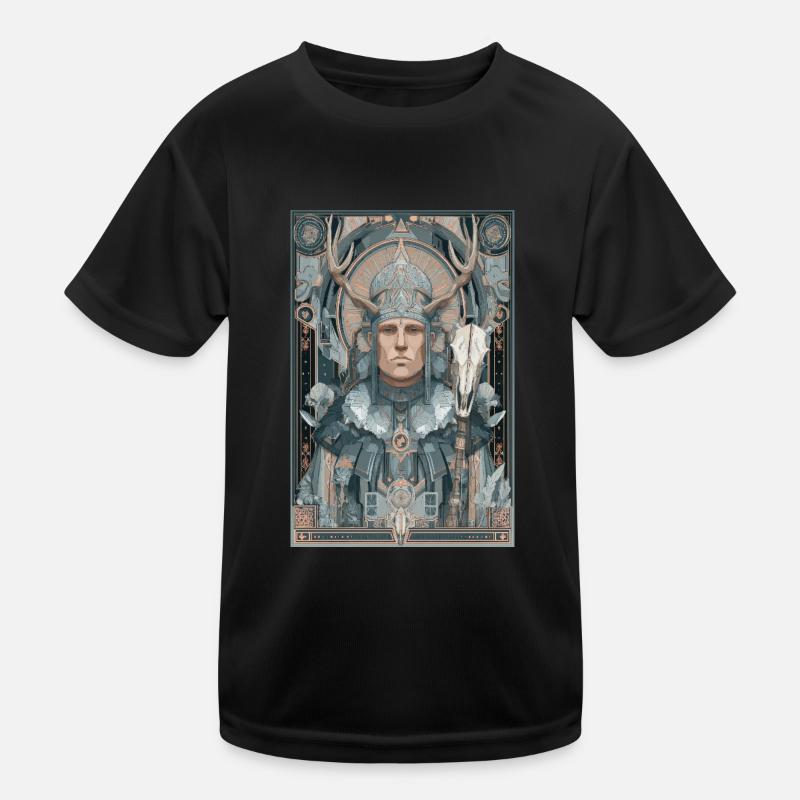 Antlered Warrior Art Nouveau Kids Functional T-Shirt