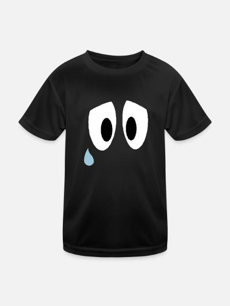 Smiley Sad Eyes - Kids Functional T-Shirt - black - Front