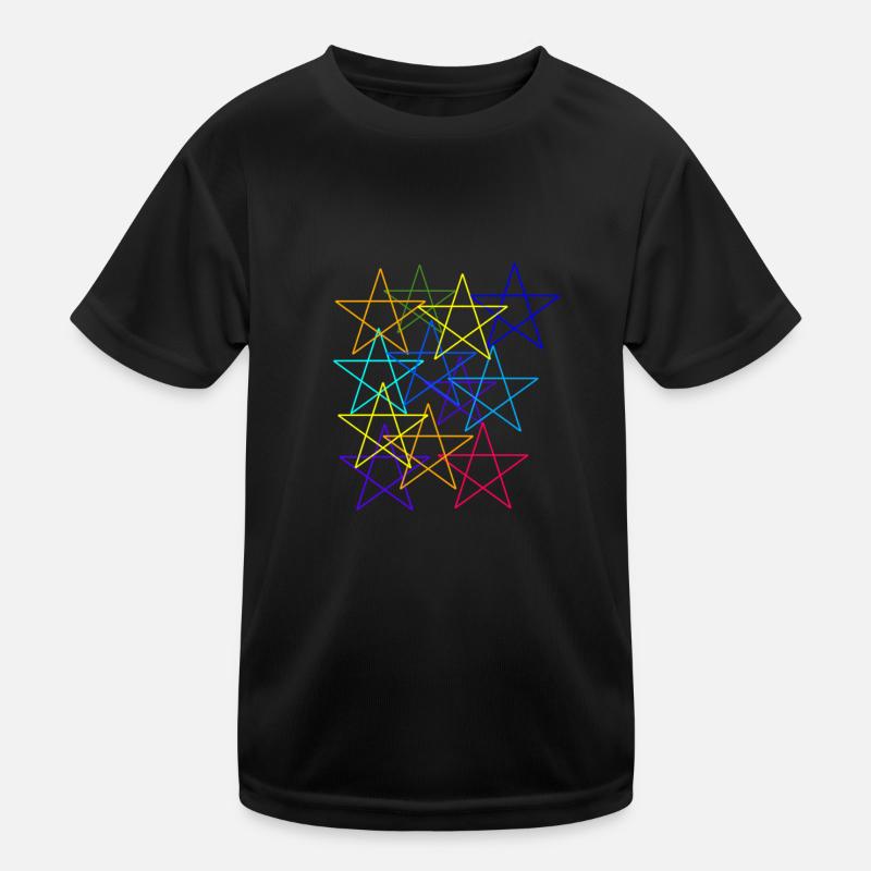 Pentagons, Colorful, Pattern, Stars, Outline Kids Functional T-Shirt