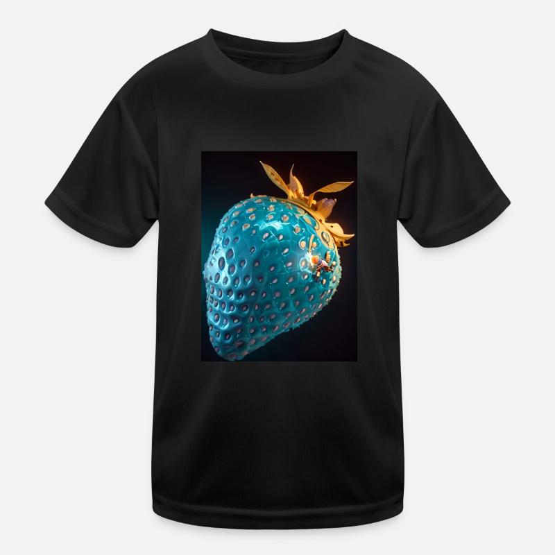 Fraise, technique, high-tech, illustration, bleu T-shirt sport Enfant
