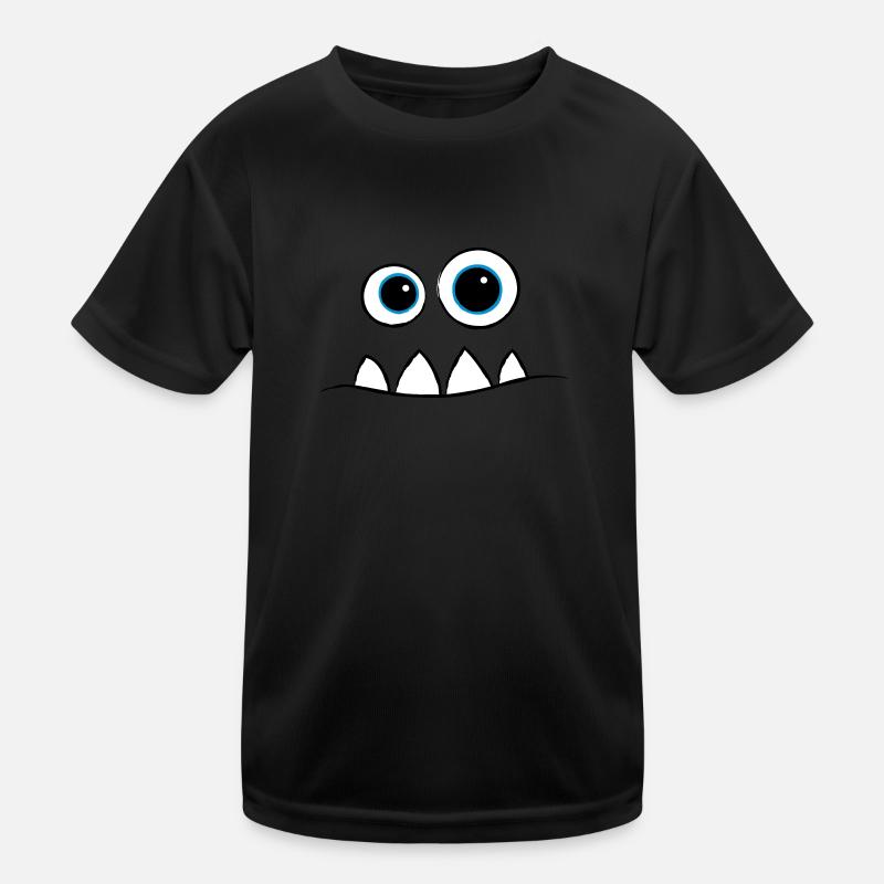 Monster Face - Kinder Funktions-T-Shirt - Schwarz