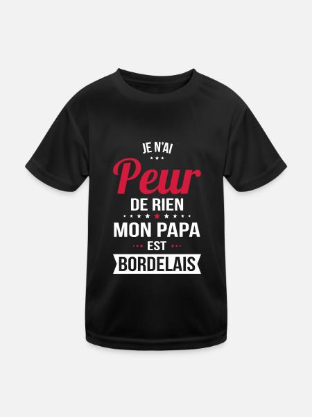 Je n'ai peur de rien mon papa est Bordelais - T-shirt sport Enfant - noir - Devant