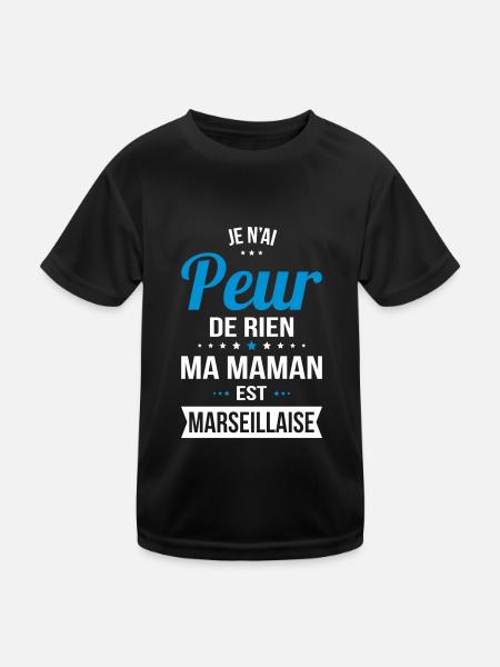Je n'ai peur de rien ma maman est Marseillaise - T-shirt sport Enfant - noir - Devant