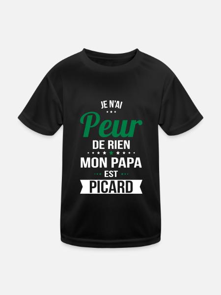Je n'ai peur de rien mon papa est Picard - T-shirt sport Enfant - noir - Devant