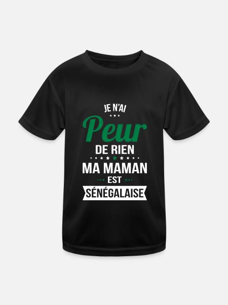 Je n'ai peur de rien ma maman est Sénégalaise - T-shirt sport Enfant - noir - Devant