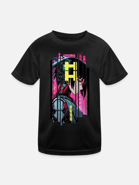 Cyborg Woman Futuristic Symbol - Kids Functional T-Shirt - black - Front