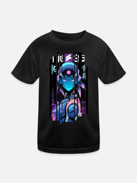 Cyborg Frau Futuristischer Roboter - Kinder Funktions-T-Shirt - Schwarz - Vorne