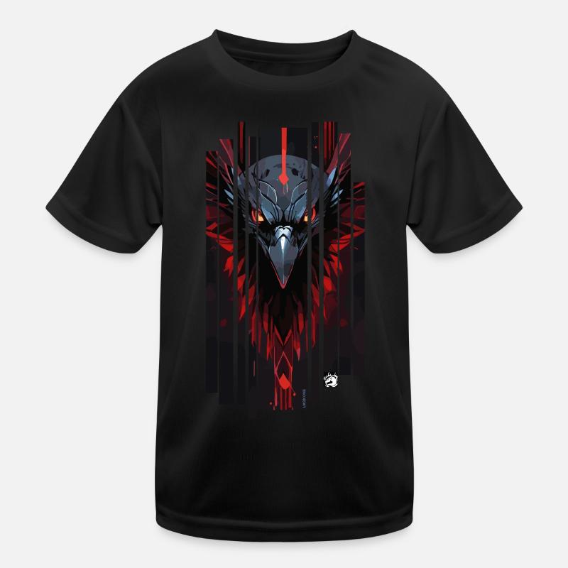 Cyborg Rabe Kanji rot Kinder Funktions-T-Shirt