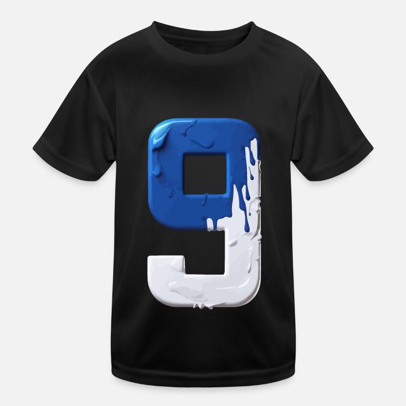 NO. 9 NUMBER 9 BLUE WHITE 9TH BIRTHDAY Kids Functional T-Shirt