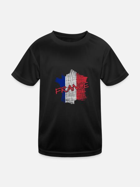 Frankreich France - Kinder Funktions-T-Shirt - Schwarz - Vorne