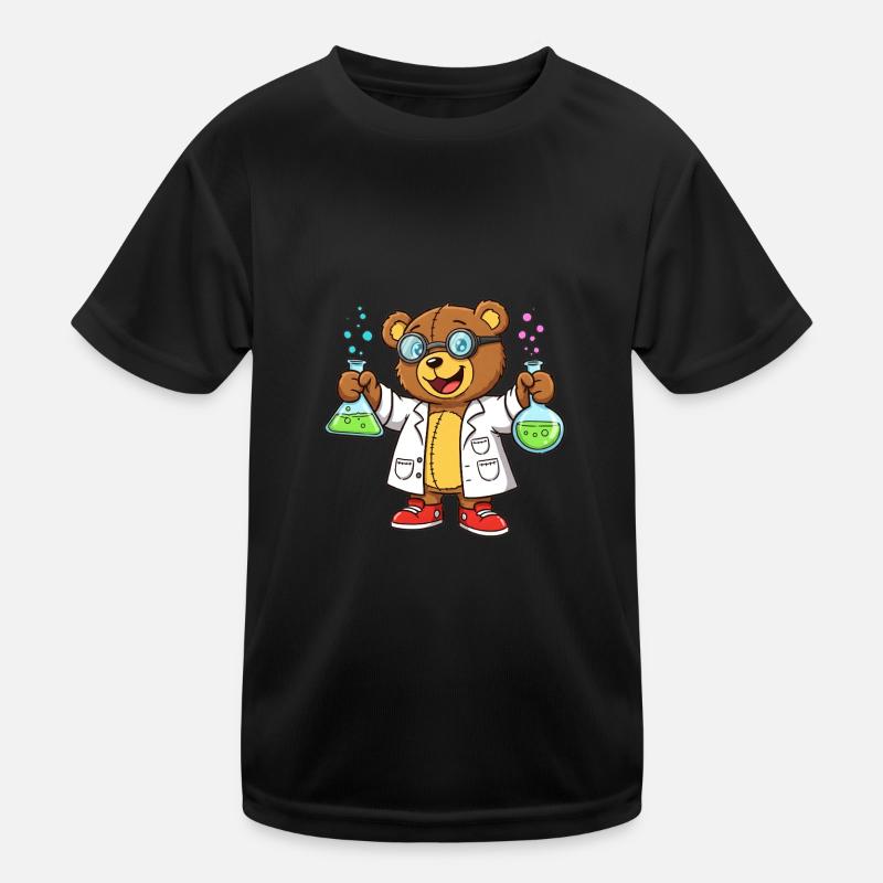 Teddy Bear Mad Scientist - Kids Functional T-Shirt - black