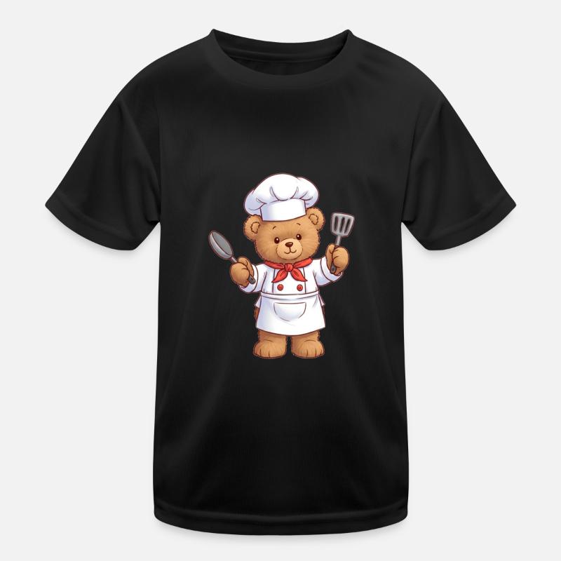 Teddy Bear Cook - Kids Functional T-Shirt - black