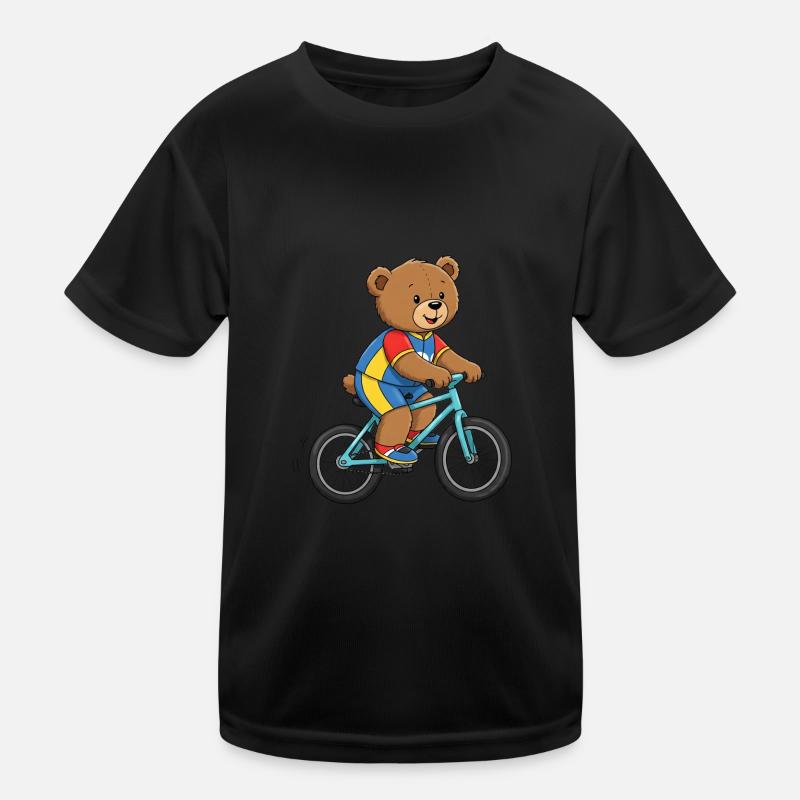 Teddy Bear Cyclist Kids Functional T-Shirt