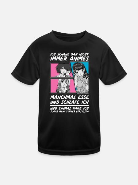 Anime - Kinder Funktions-T-Shirt - Schwarz - Vorne