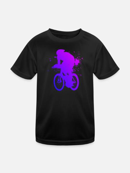 Cycliste sur route vélo de route vélo de course hommes femmes - T-shirt sport Enfant - noir - Devant