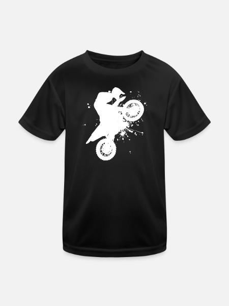 Motocross Dirt Biker Dirt Bike Damen Freestyle Mot - Kinder Funktions-T-Shirt - Schwarz - Vorne