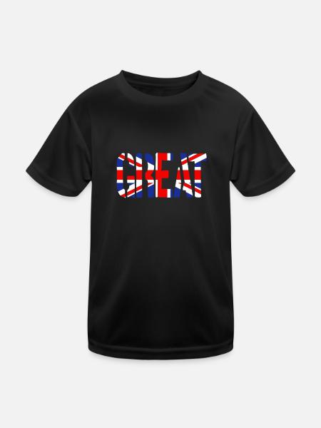 Großbritannien Flagge, britische Flagge, der Union - Kinder Funktions-T-Shirt - Schwarz - Vorne