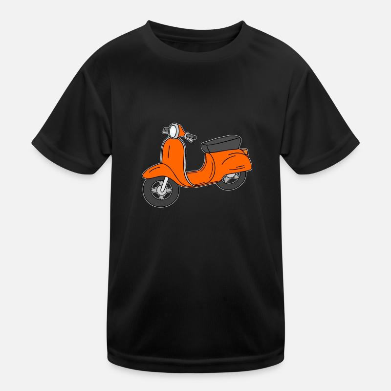 Roller Motorroller ohne Spiegel Retro Orange - Kinder Funktions-T-Shirt - Schwarz
