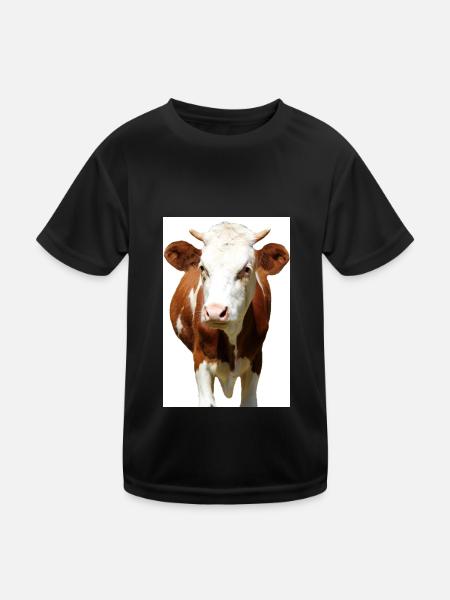 Kuh Poster - Kinder Funktions-T-Shirt - Schwarz - Vorne