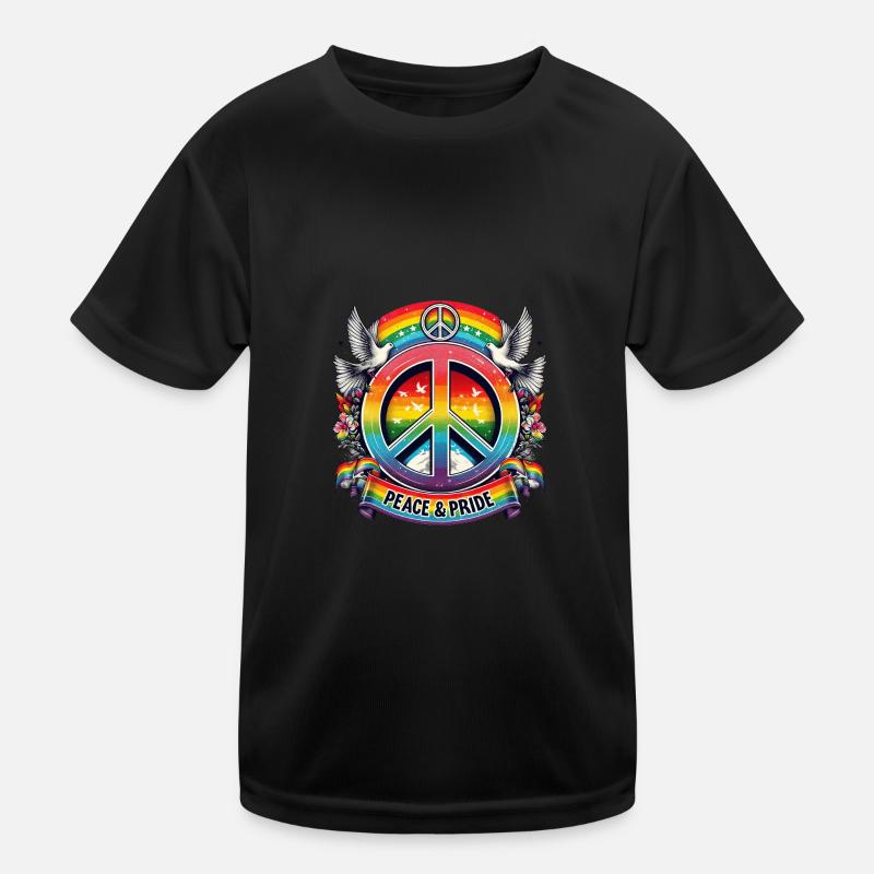 LGBT Pride Month Peace and Pride Design Kinder Funktions-T-Shirt