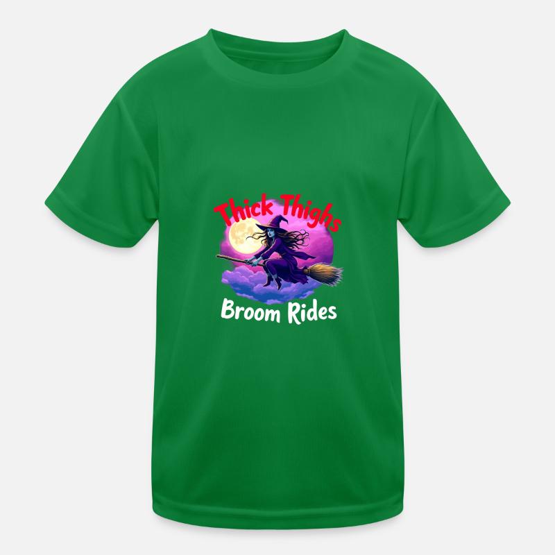 Halloween sorcière cuisses épaisses balais Fun T-shirt sport Enfant