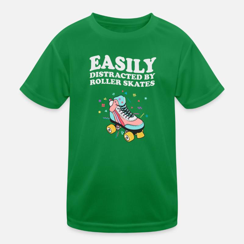 Easily Distracted By Roller Skates Rollschuh Retro Kinder Funktions-T-Shirt
