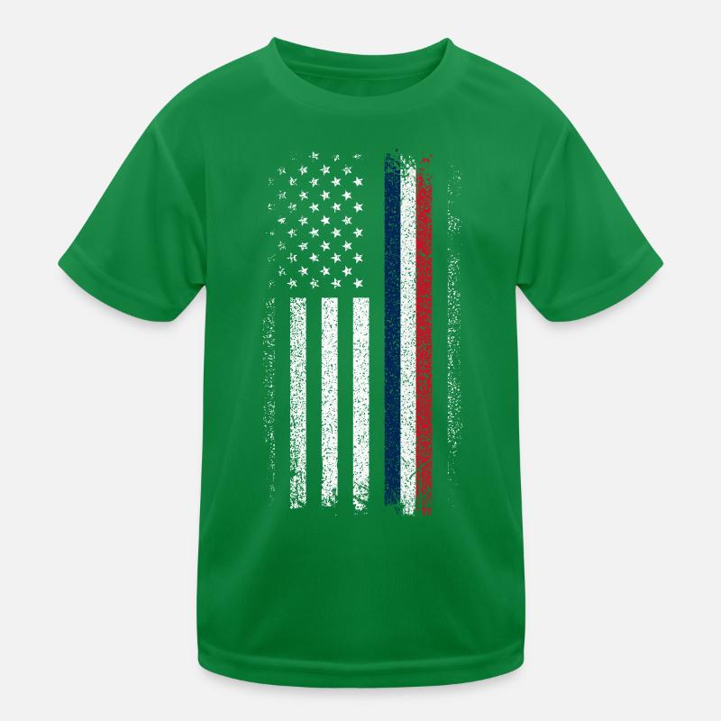 Distressed Flag: Blue Red Line Kids Functional T-Shirt