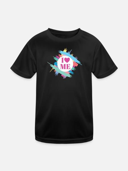 I Love Me Selbstvertrauen Ich Liebe Mich Herz - Kinder Funktions-T-Shirt - Schwarz - Vorne