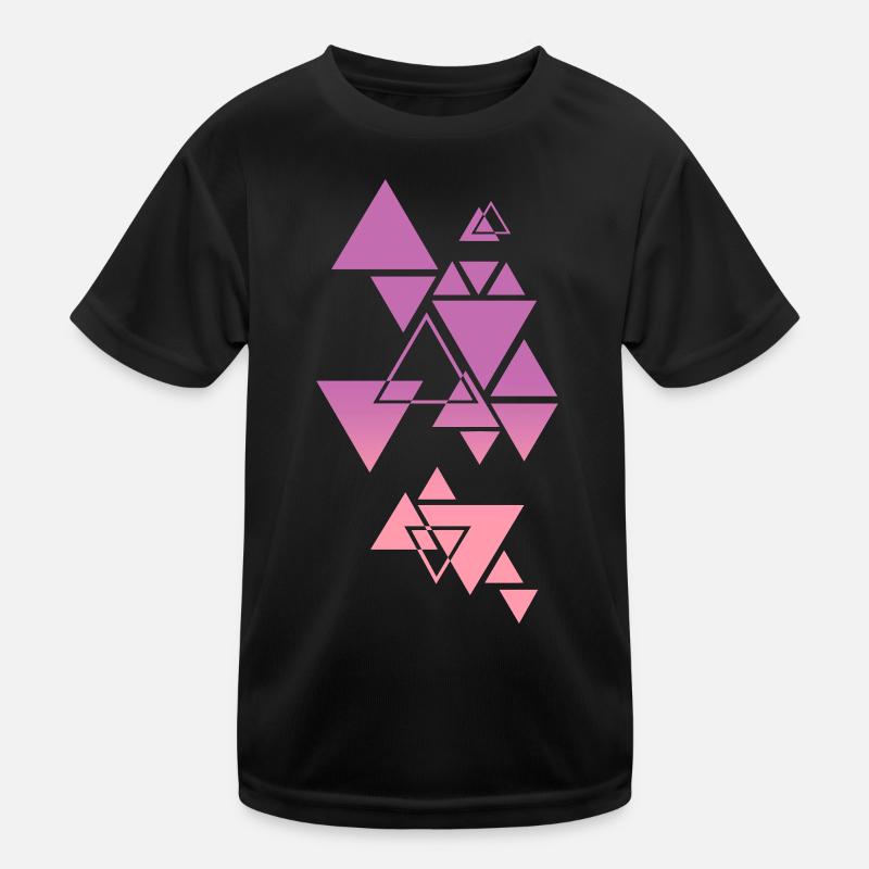 Gradient Triangle Pattern Pink Kids Functional T-Shirt