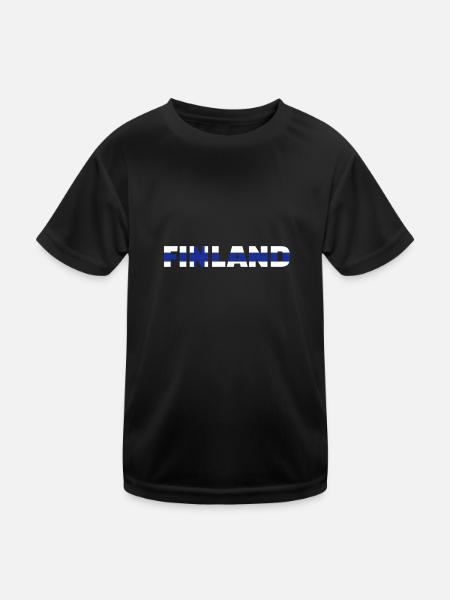 Finnland - Kinder Funktions-T-Shirt - Schwarz - Vorne