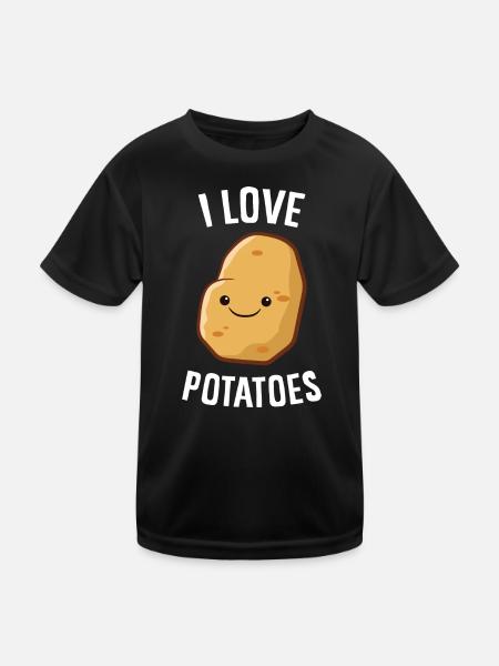 Pomme de terre - J’adore les pommes de terre - T-shirt sport Enfant - noir - Devant