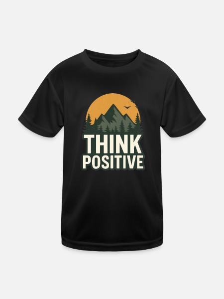 Denken Sie positiv Natur Abenteuer T-Shirt - Kinder Funktions-T-Shirt - Schwarz - Vorne