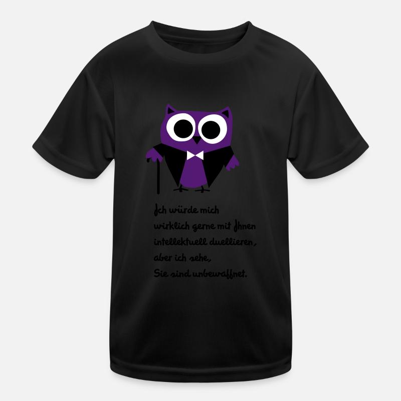 Owl, satire, saying "Intellectually duel" Kids Functional T-Shirt