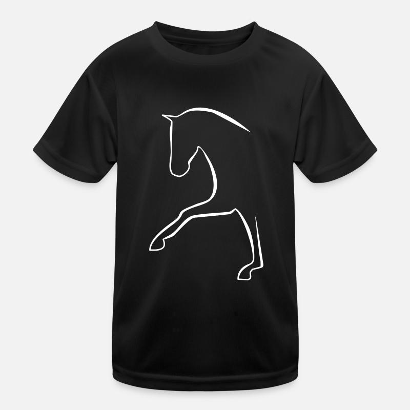 Pferd - Kinder Funktions-T-Shirt - Schwarz