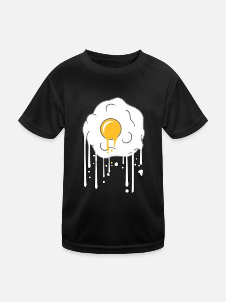 graffiti drops fried egg cook fry food egg - Kids Functional T-Shirt - black - Front