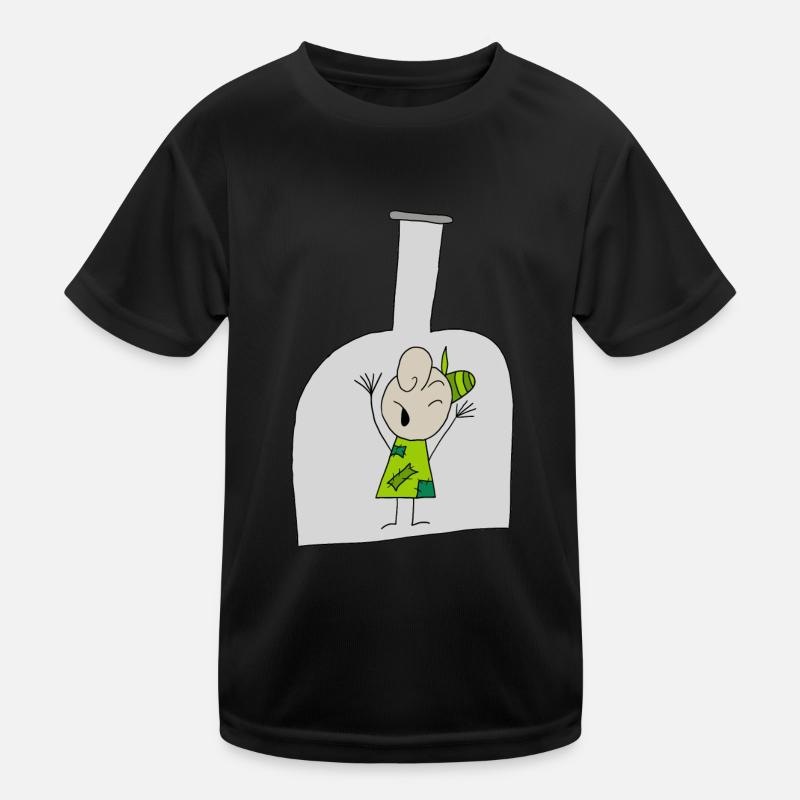 Junge in der Flasche - Kinder Funktions-T-Shirt - Schwarz