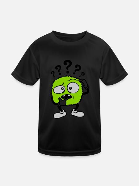 Fragezeichen skeptisches Gesicht Comic - Kinder Funktions-T-Shirt - Schwarz - Vorne