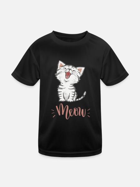 Mignon Kawaii drôle de chat disant miaulement - T-shirt sport Enfant - noir - Devant