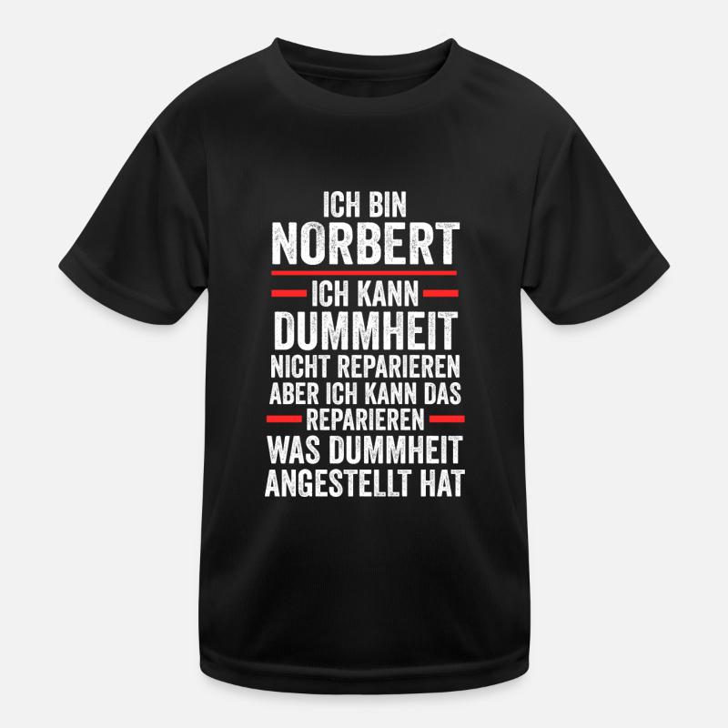 Norbert - Kinder Funktions-T-Shirt - Schwarz