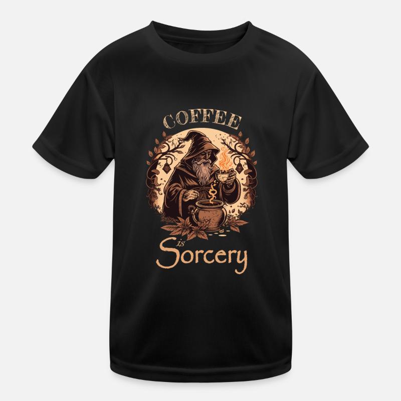 Coffee is Sorcery - Kids Functional T-Shirt - black