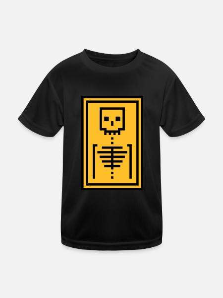Knochen - Kinder Funktions-T-Shirt - Schwarz - Vorne