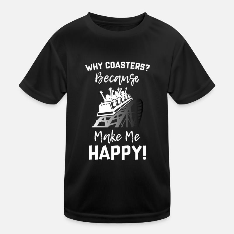 Roller Coaster Make Me Happy - Kinder Funktions-T-Shirt - Schwarz