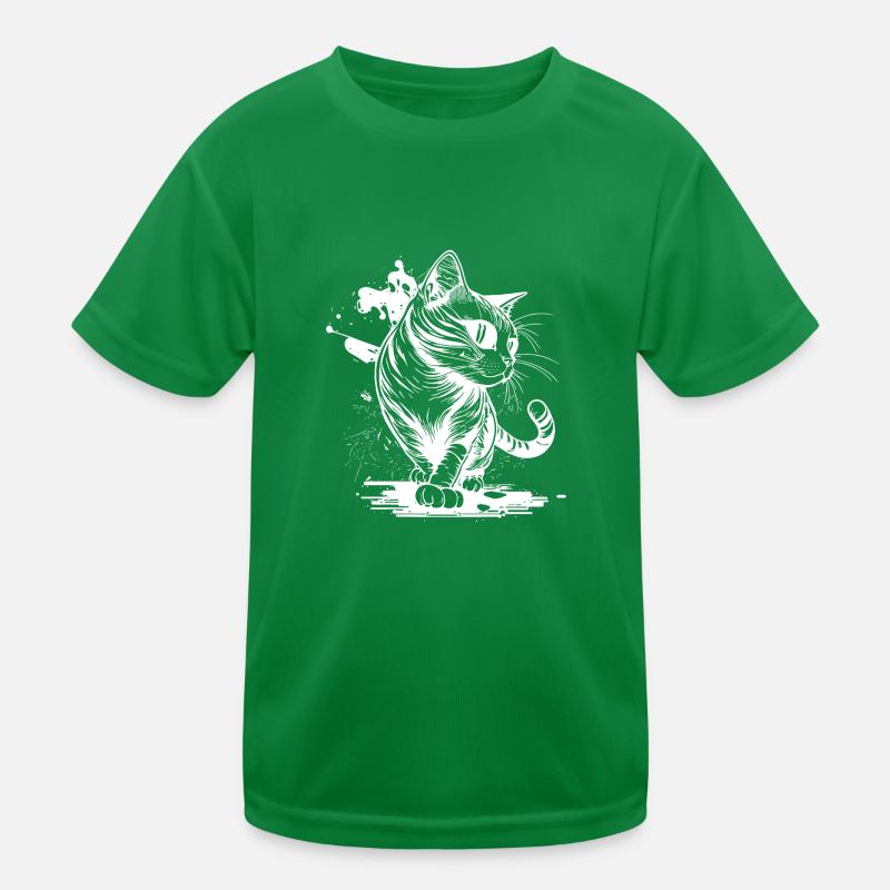 Cute cat with paws in tattoo style Kids Functional T-Shirt