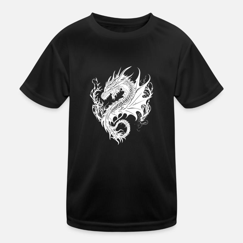Grimmiger vintager Drache im Schuppenkleid Kinder Funktions-T-Shirt