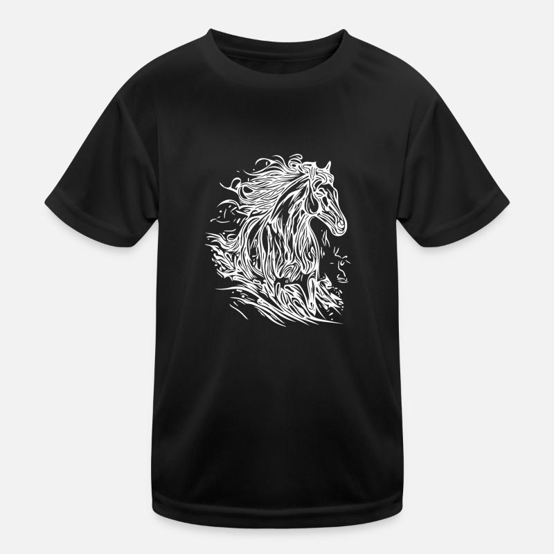 Galloping stallion with elegant mane in the wind Kids Functional T-Shirt